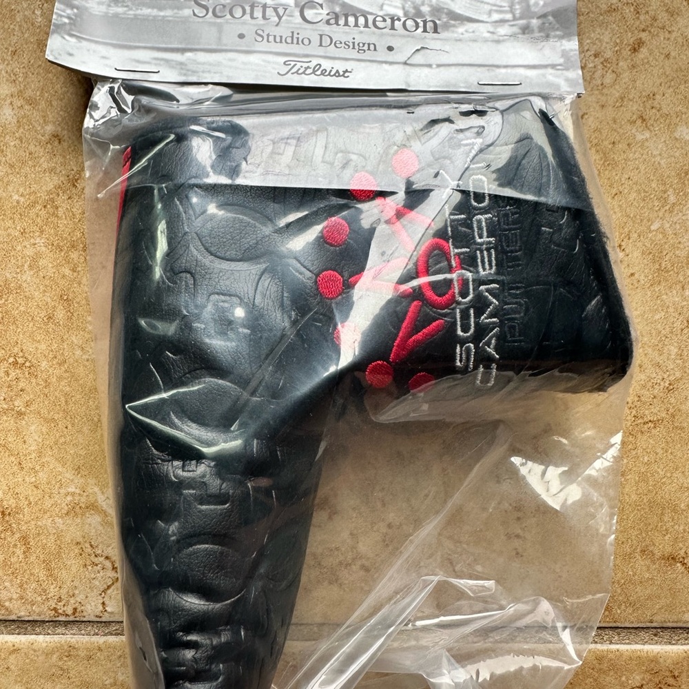 Scotty Cameron Black Putter Cover with Red Embroidery